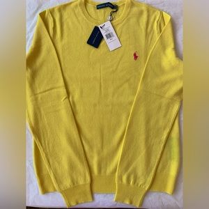 NWT Ralph Lauren 100% Cashmere Crew Neck Sweater in yellow Size L